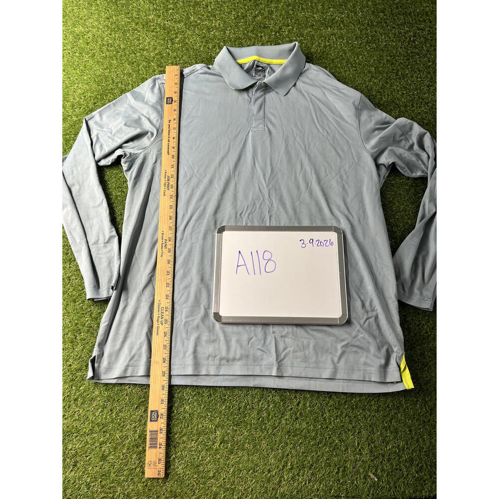 Slazenger Men's Long Sleeve‎ Polo Shirt XXL Gray with Yellow Trim